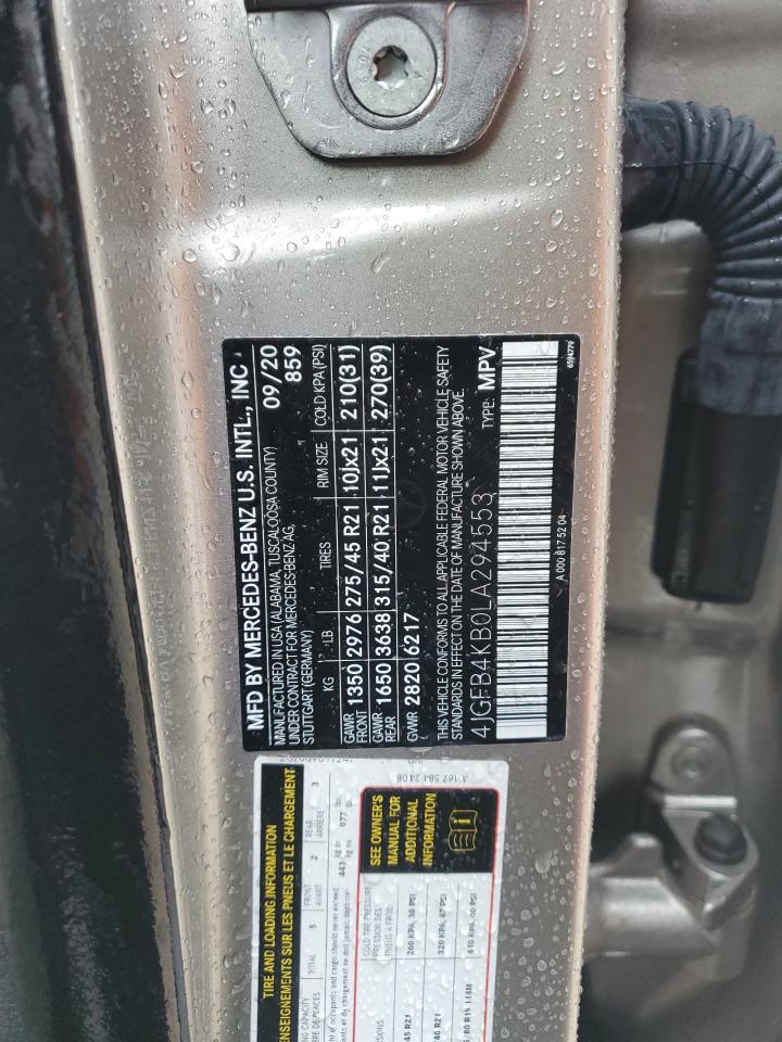 4JGFB4KB0LA294553 - 2020 Mercedes-benz gle 350