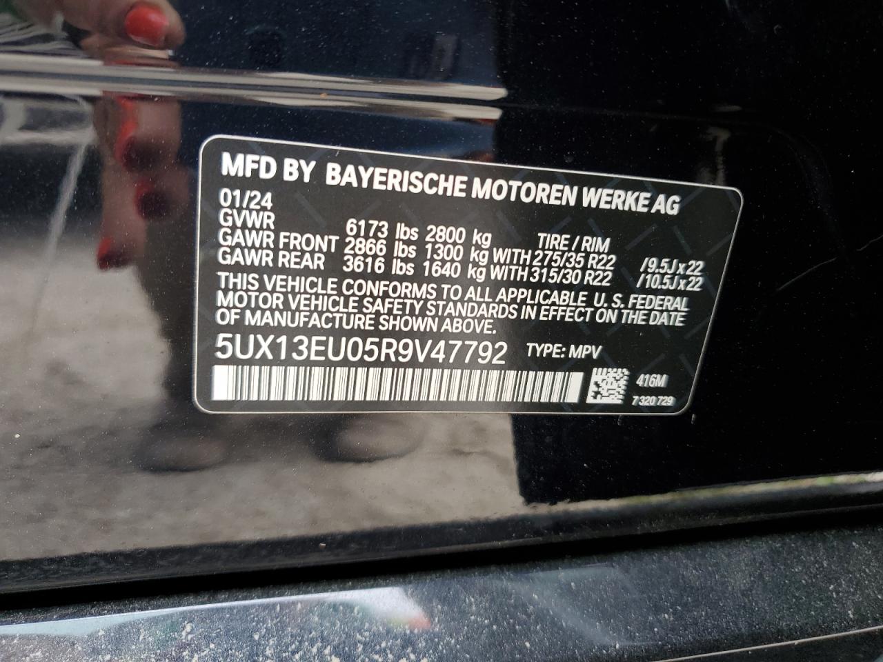 5UX13EU05R9V47792 - 2024 Bmw X5