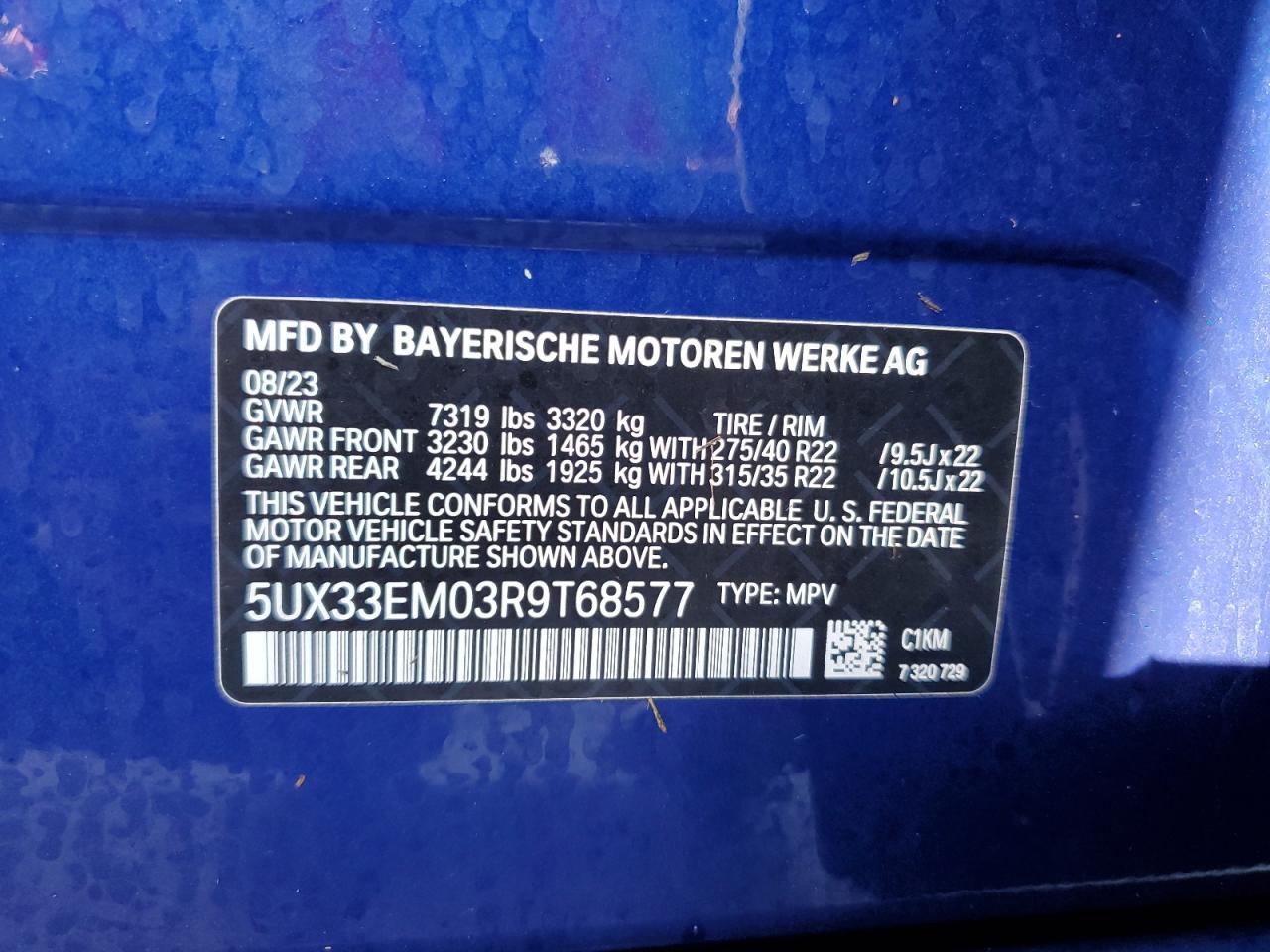 5UX33EM03R9T68577 - 2024 Bmw X7