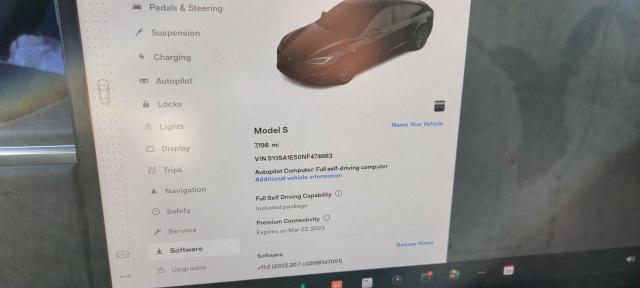 5YJSA1E50NF474863 - 2022 Tesla Model s