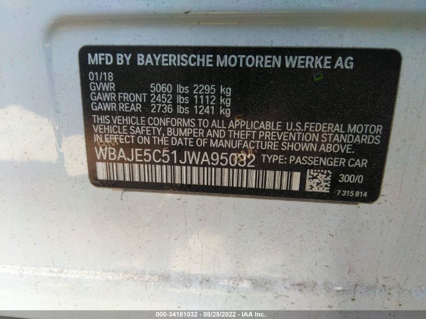 WBAJE5C51JWA95032 - 2018 Bmw 540i