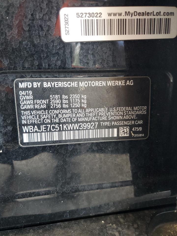 WBAJE7C51KWW39927 - 2019 Bmw 540 xi
