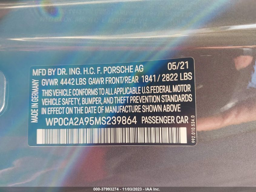 WP0CA2A95MS239864 - 2021 Porsche 911 carrera/carrera 4